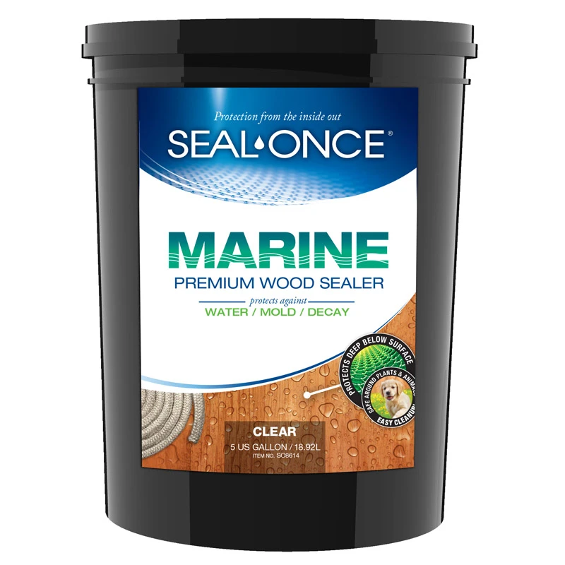 Seal-Once MARINE Flat Clear Water-Based Premium Wood Sealer 5 gal.