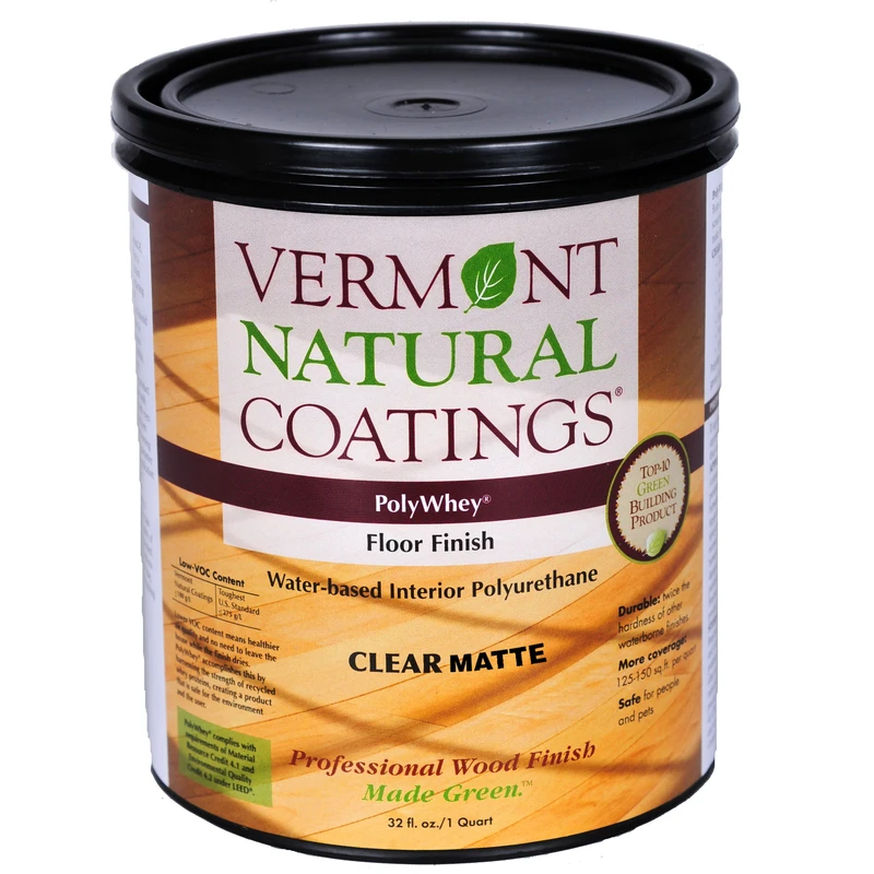 Vermont Natural Coatings PolyWhey Matte Clear Water-Based Floor Finish 1 qt.