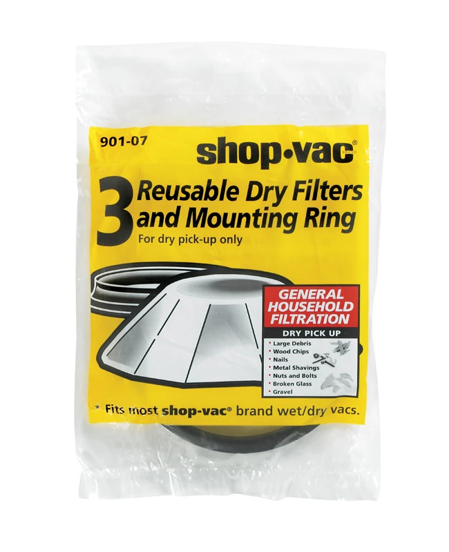 Shop-Vac 8.5 in. L x 0.25 in. W Wet/Dry Vac Reusable Dry Filter 3 pk