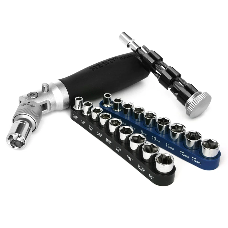 Nebo Assorted x 1/4, 3/8 and 1/2 in. drive SAE 8, 6 and 12 Point Socket Set 20 pc.