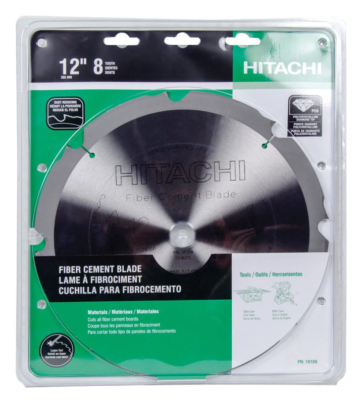 Hitachi HardiBlade 12 in. Dia. x 5/8 in. 18109 Polycrystalline Diamond Fiber Cement Blade 8 te