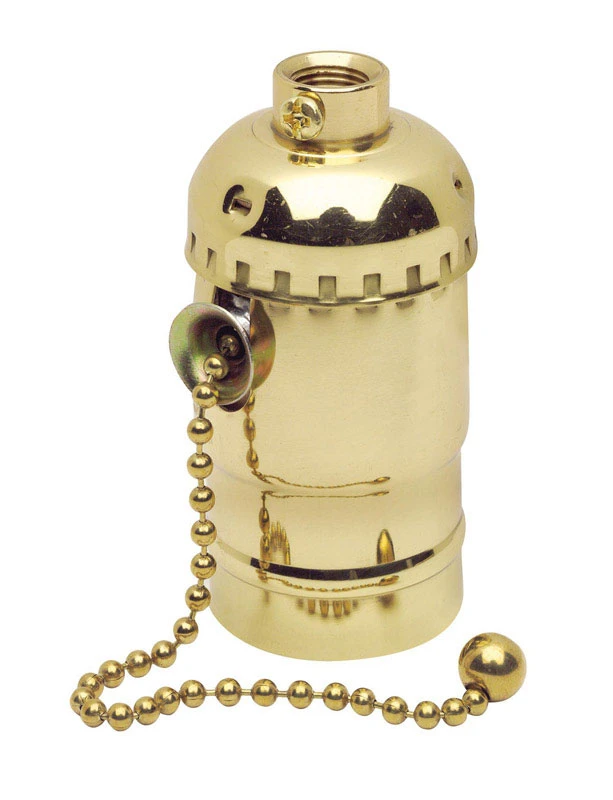 Leviton Aluminum Medium Base Pull Chain Socket 1 pk