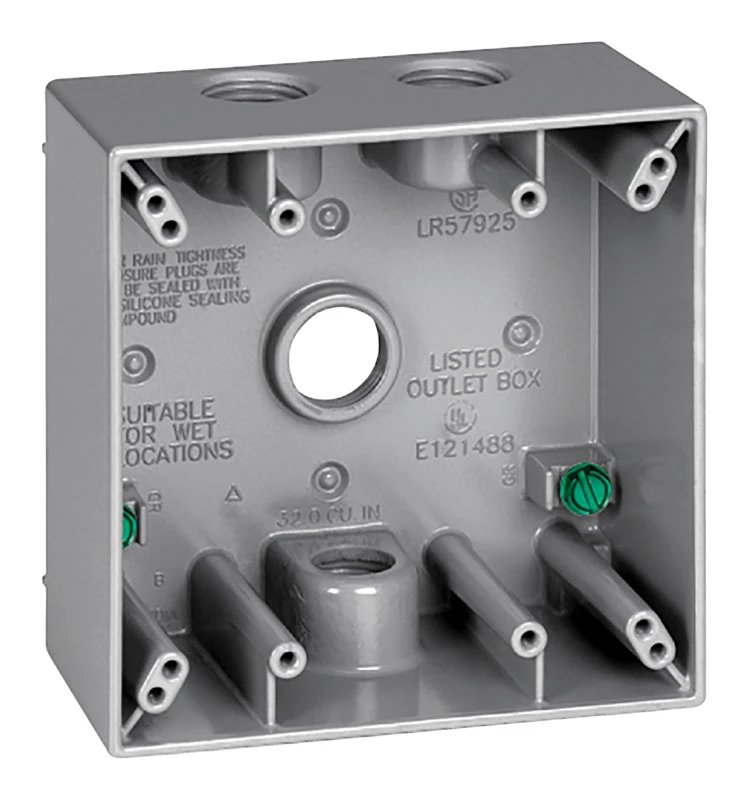 Sigma Electric 4-1/2 in. Square Metallic 2 gang Weatherproof Box Gray