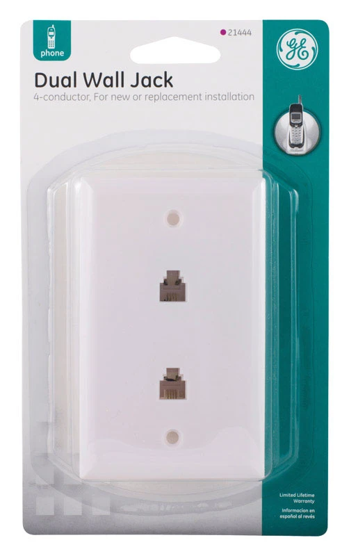 GE 2-Line 2-Jack Phone Jack Wall-Mount