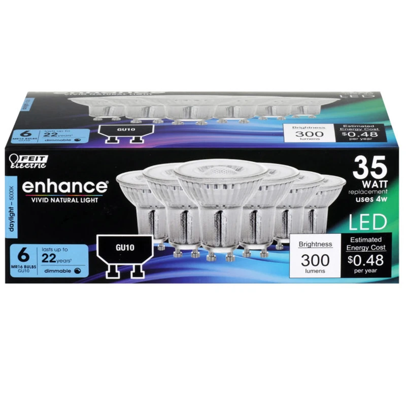 FEIT Electric Enhance MR16 GU10 LED Bulb Daylight 35 Watt Equivalence 6 pk
