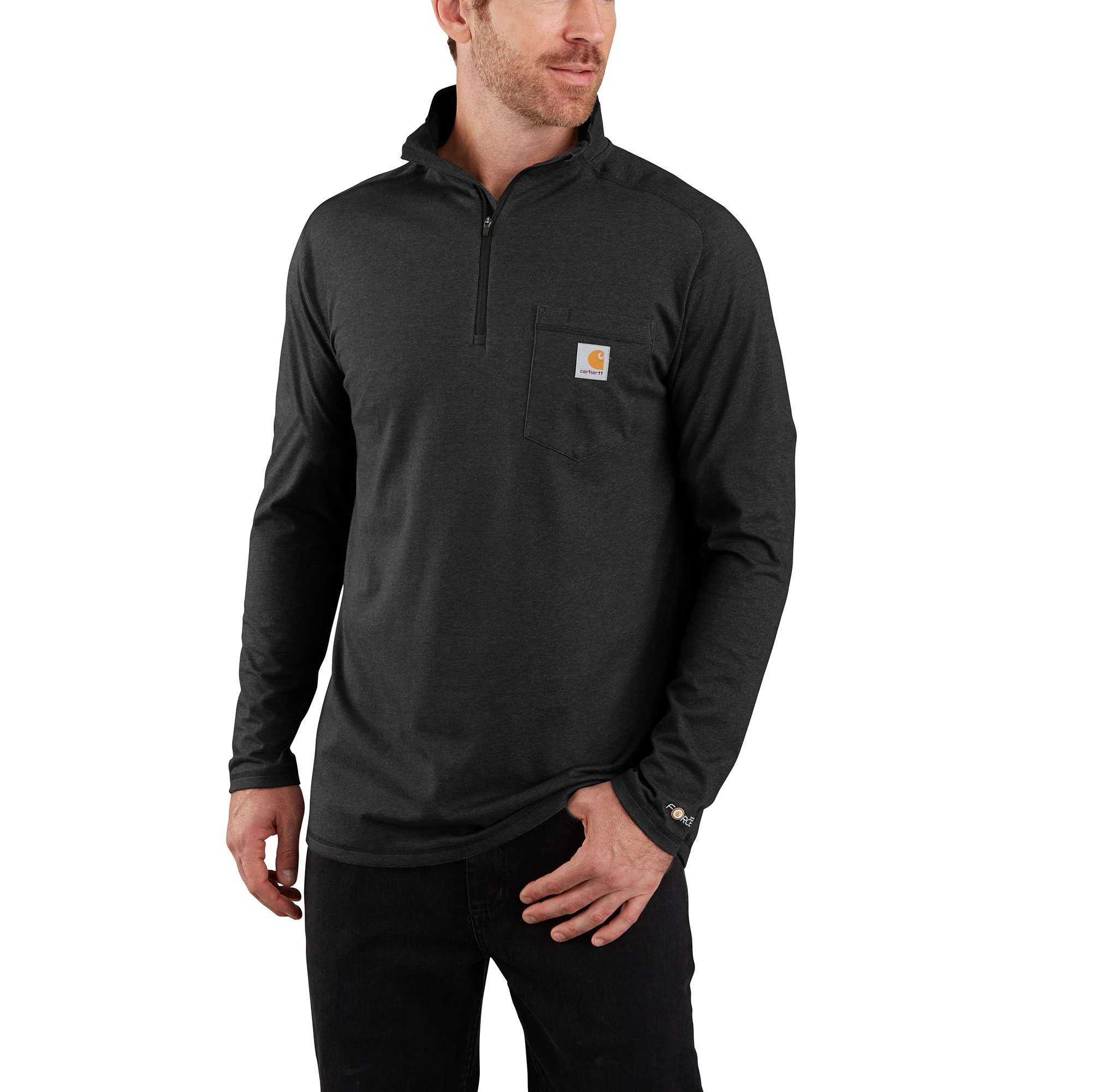 Force Relaxed Fit Midweight Long-Sleeve Quarter-Zip Mock-Neck T-Shirt