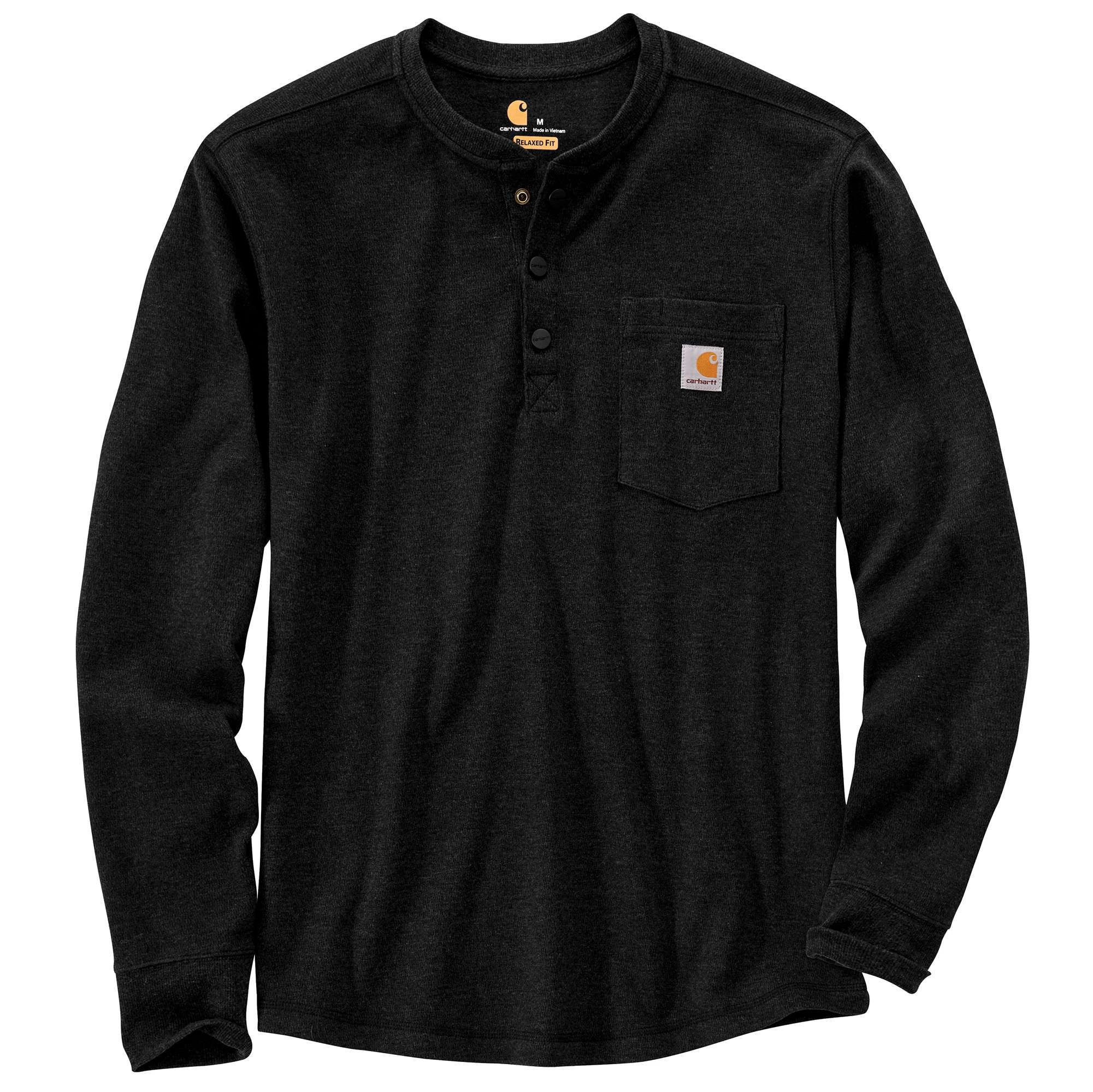 Relaxed Fit Heavyweight Long-Sleeve Henley Pocket Thermal Shirt