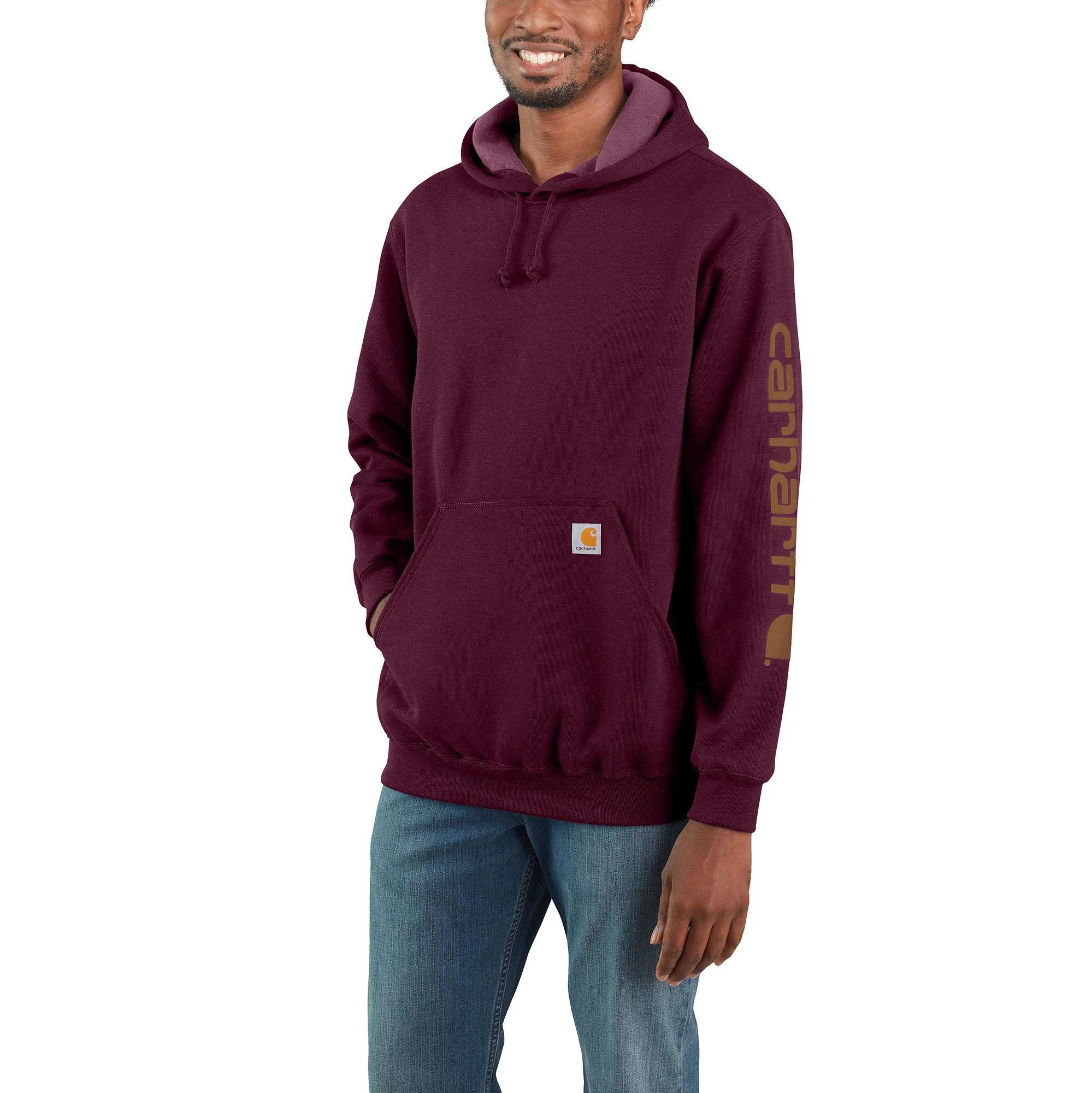 Carhartt midweight sleeve logo hoodie hotsell