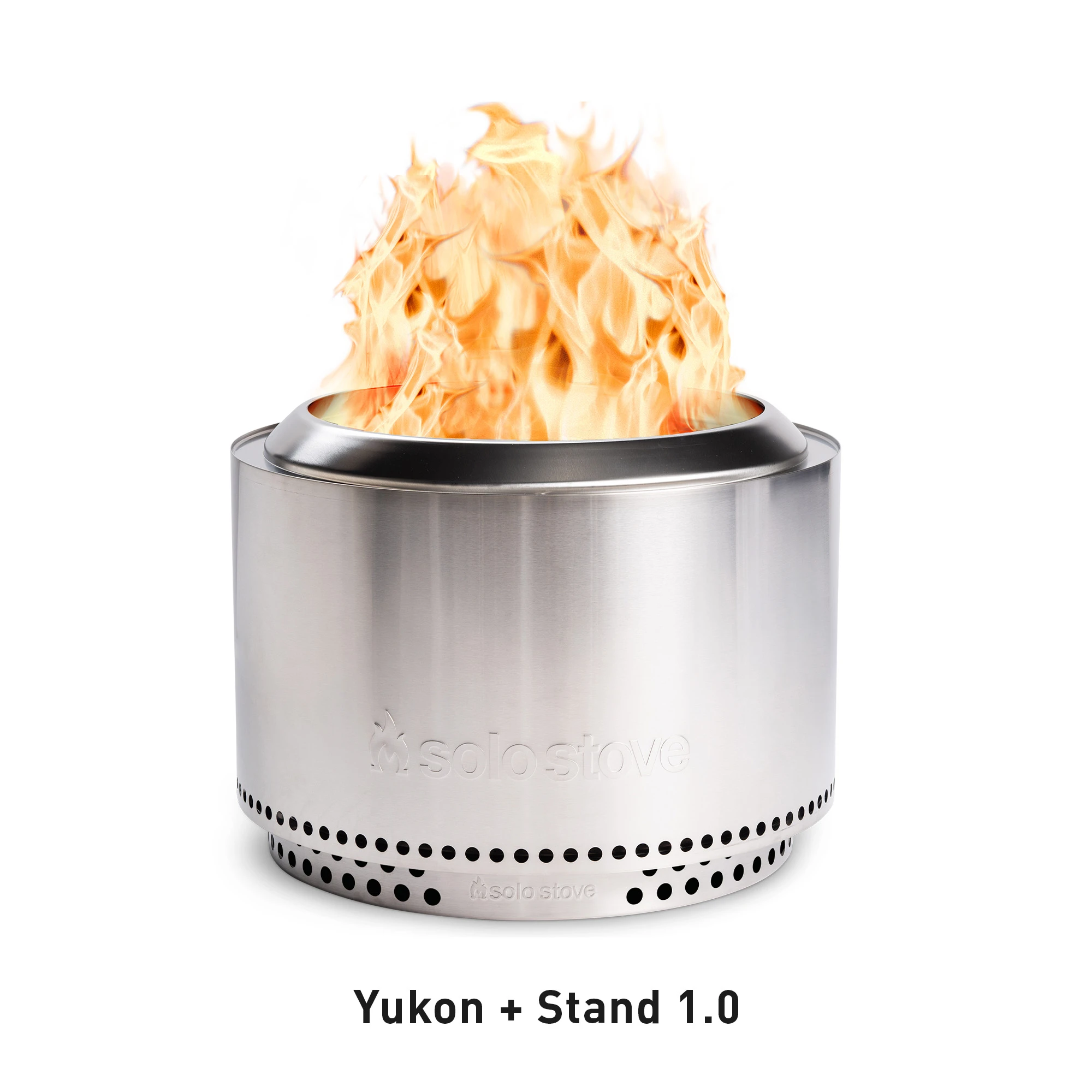 Solo Stove Yukon Bundle 27 in. x 16 in. Stainless Steel Round Wood Burning Fire Pit with Yukon Stand Included, Stainless Steel/Silver