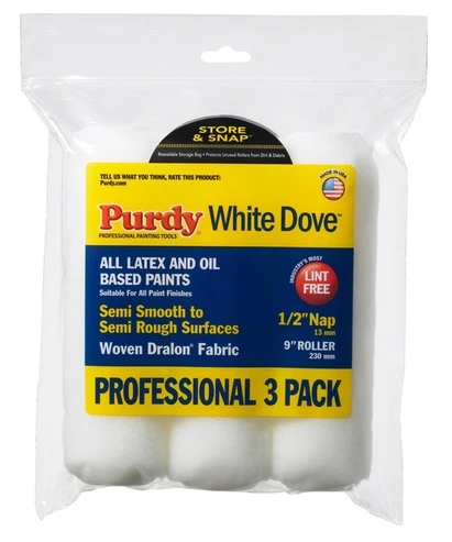 White Dove Paint Roller Covers, 9 x 1/2 In. Nap, 3-Pk.