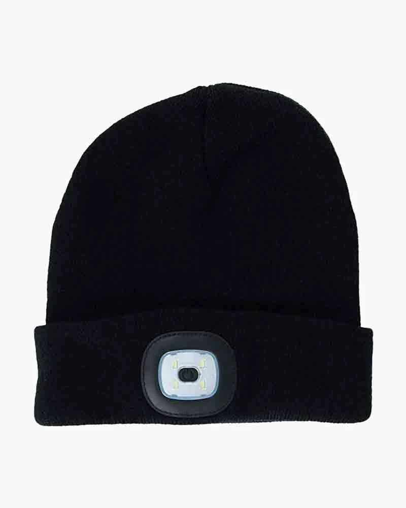 Night Scout Men's LED Rechargeable Beanie Cap, BLACK