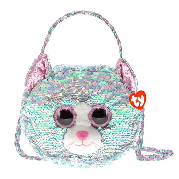 TY Kids 8" BEANIE BOOS SEQUIN PURSE, WHIMSEY the Cat