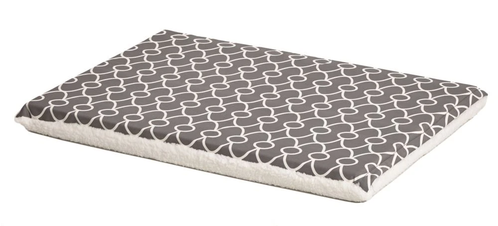 Quiet Time Geo Print & Fleece Reversible Pet Crate Mat, 30" L x 21" W, Grey Medium