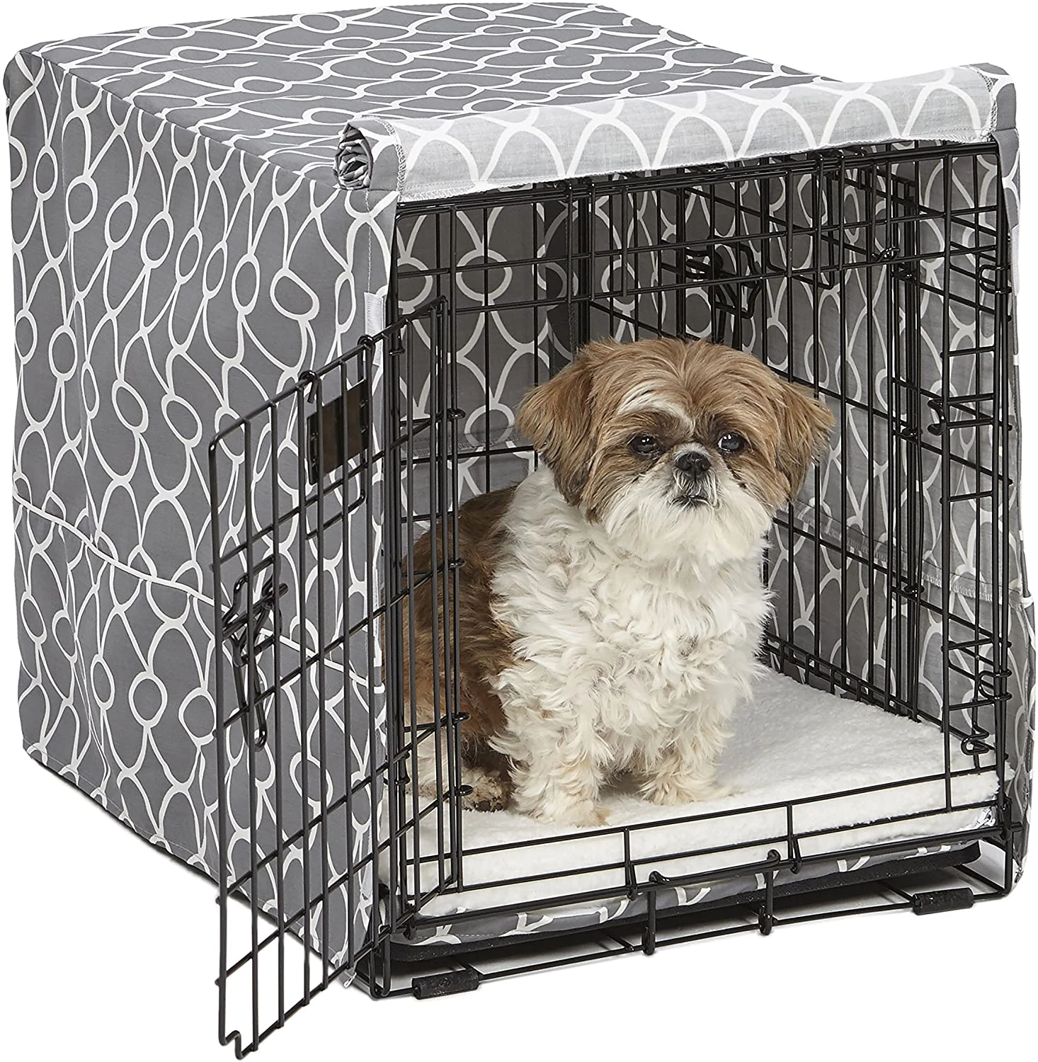 Quiet Time Geometric Print Pet Crate Cover, 24" L x 18" D, Grey