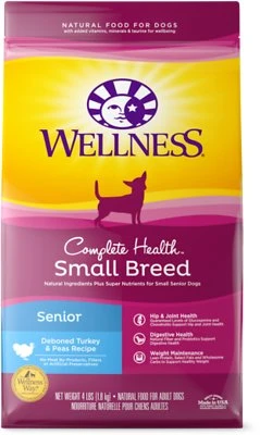 Wellness Complete Health Small Breed Senior Turkey & Peas Dog Food, 4 lb