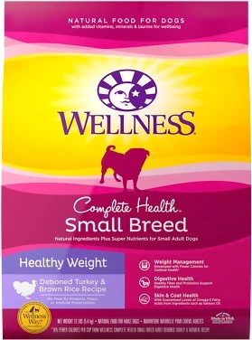 Wellness Complete Health Small Breed Healthy Weight Turkey & Rice Dog Food, 12 lb
