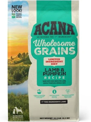 Acana Singles With Wholesome Grains Lamb & Pumpkin Dry Dog Food, 22.5 lb
