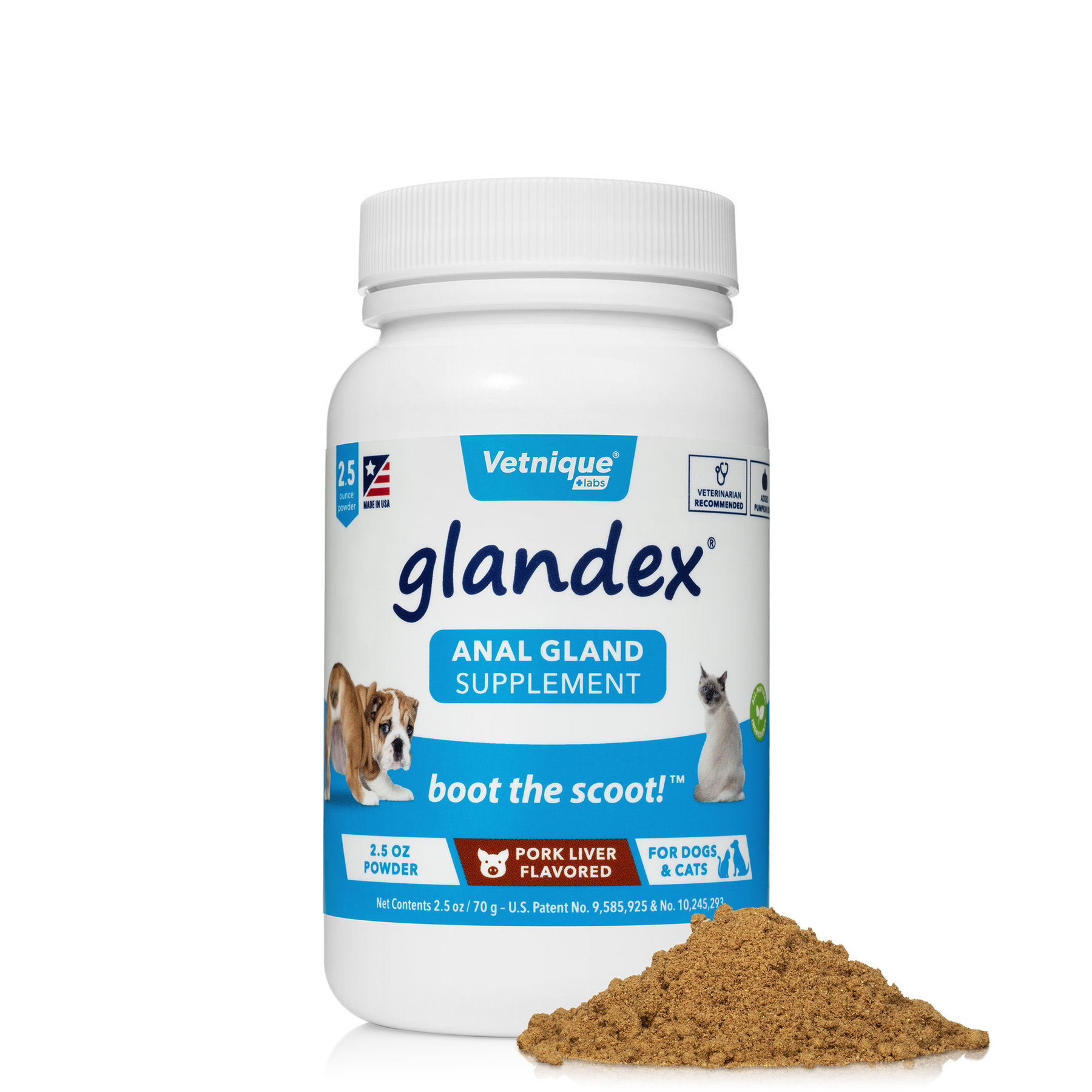 Glandex Anal Gland Support Supplement Powder for Dogs & Cats, Beef Liver 2.5 oz
