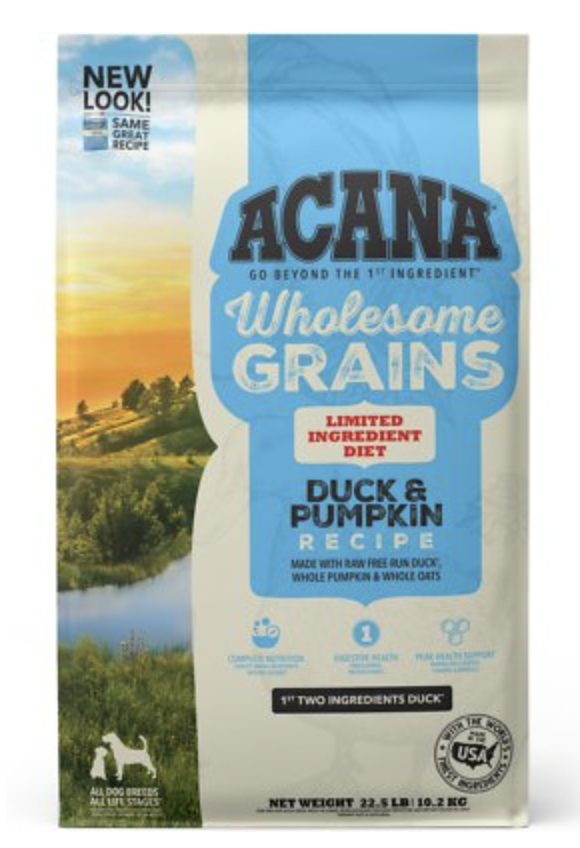 Acana Singles with Wholesome Grains Duck & Pumpkin Dry Dog Food, 22.5 lb