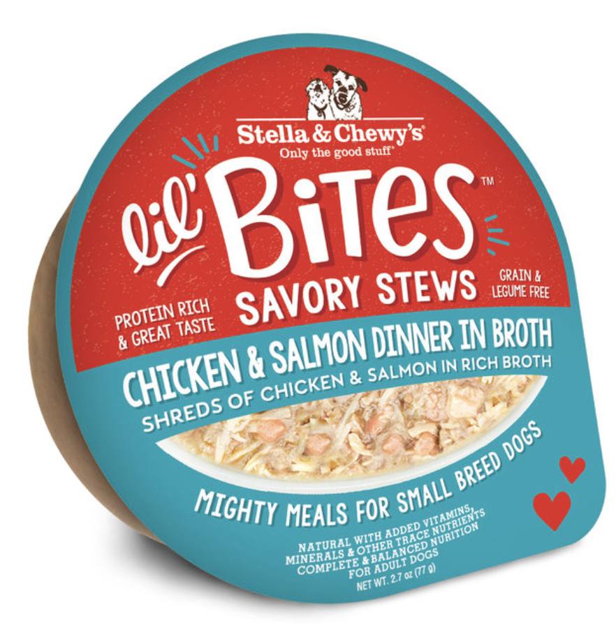 Stella & Chewy's Lil' Bites Savory Stews Chicken & Salmon Dinner in Broth, 2.7 Oz