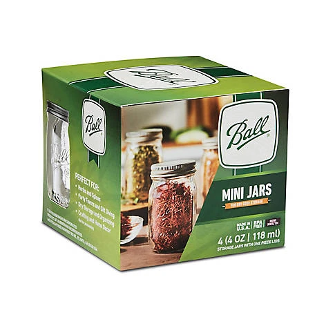 Ball 4 oz Miniature Regular Mouth Canning Jars, 4 Pack