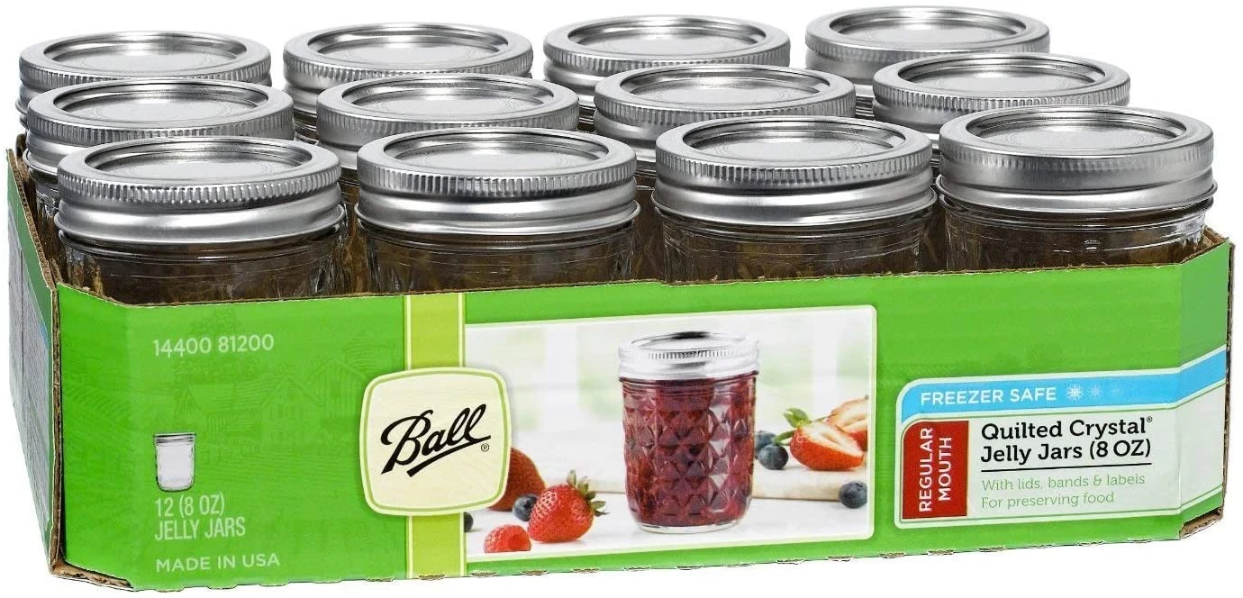 Ball 8 oz Quilted Crystal Jelly Canning Jars, 12 Pack