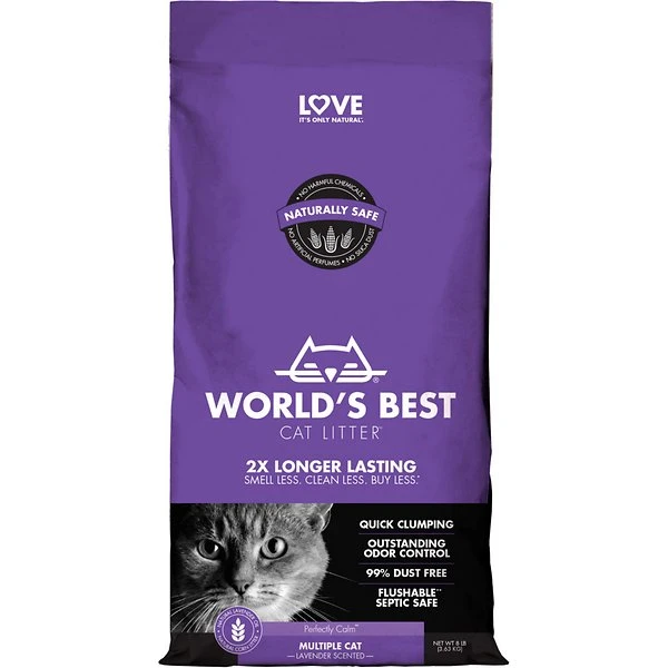 World's Best Cat Litter Clumping Lavender Scented Multi-cat Formula, 8 Lb