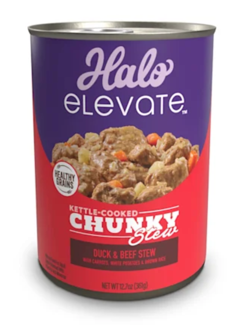 Halo Elevate Healthy Grains Duck & Beef Stew Dog Food, 12.7 Oz
