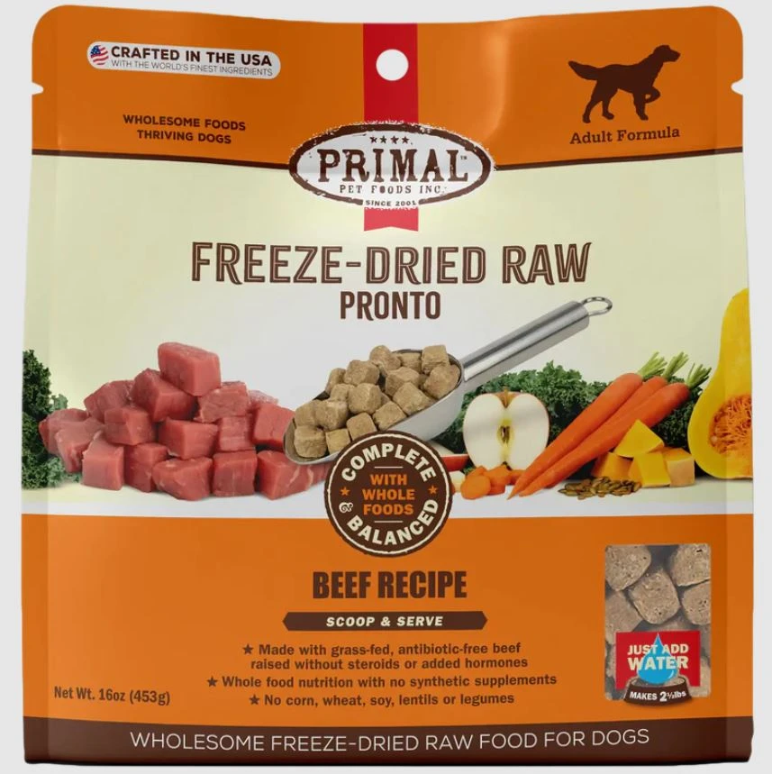 Primal Pronto Freeze-dried Raw Beef Recipe Dog Food, 7 Oz