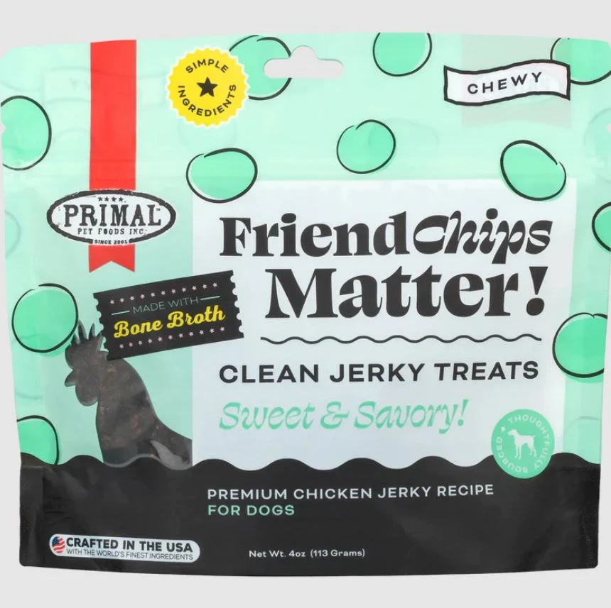 Primal Friend-chips Matter Chicken & Bone Broth Jerky Dog Treats, 4 Oz