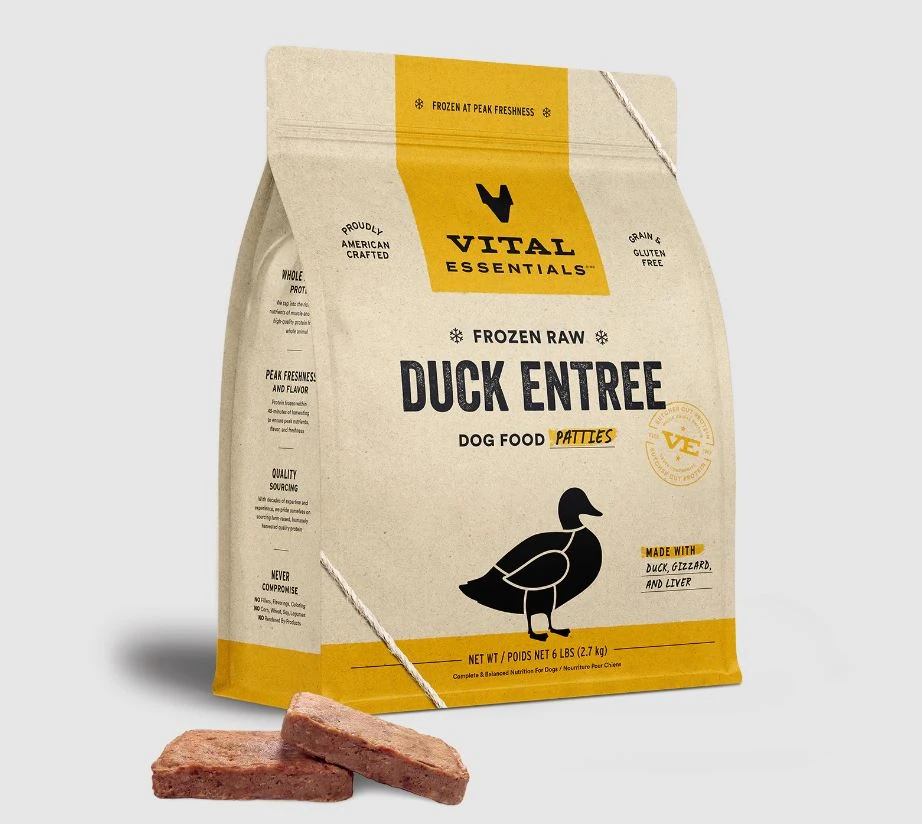 Vital Essentials Frozen Duck Patty Dog Entrée, 6 Lb