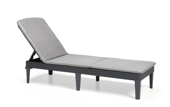 JAIPUR RESIN PATIO SUN LOUNGER & CUSHION GRAPHITE