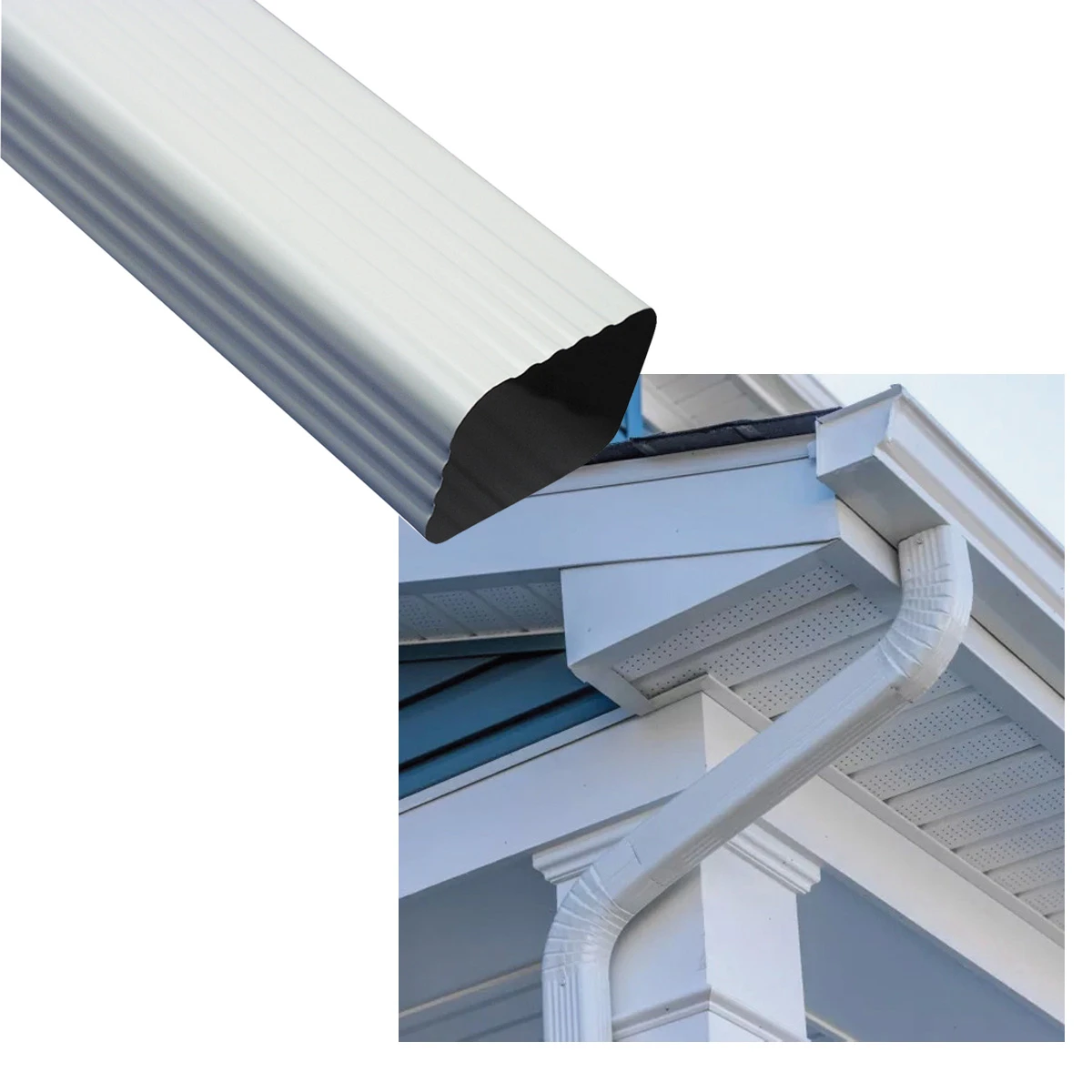 2 In. X 3 In. White Galvanized Steel Downspout - 10 Feet Long