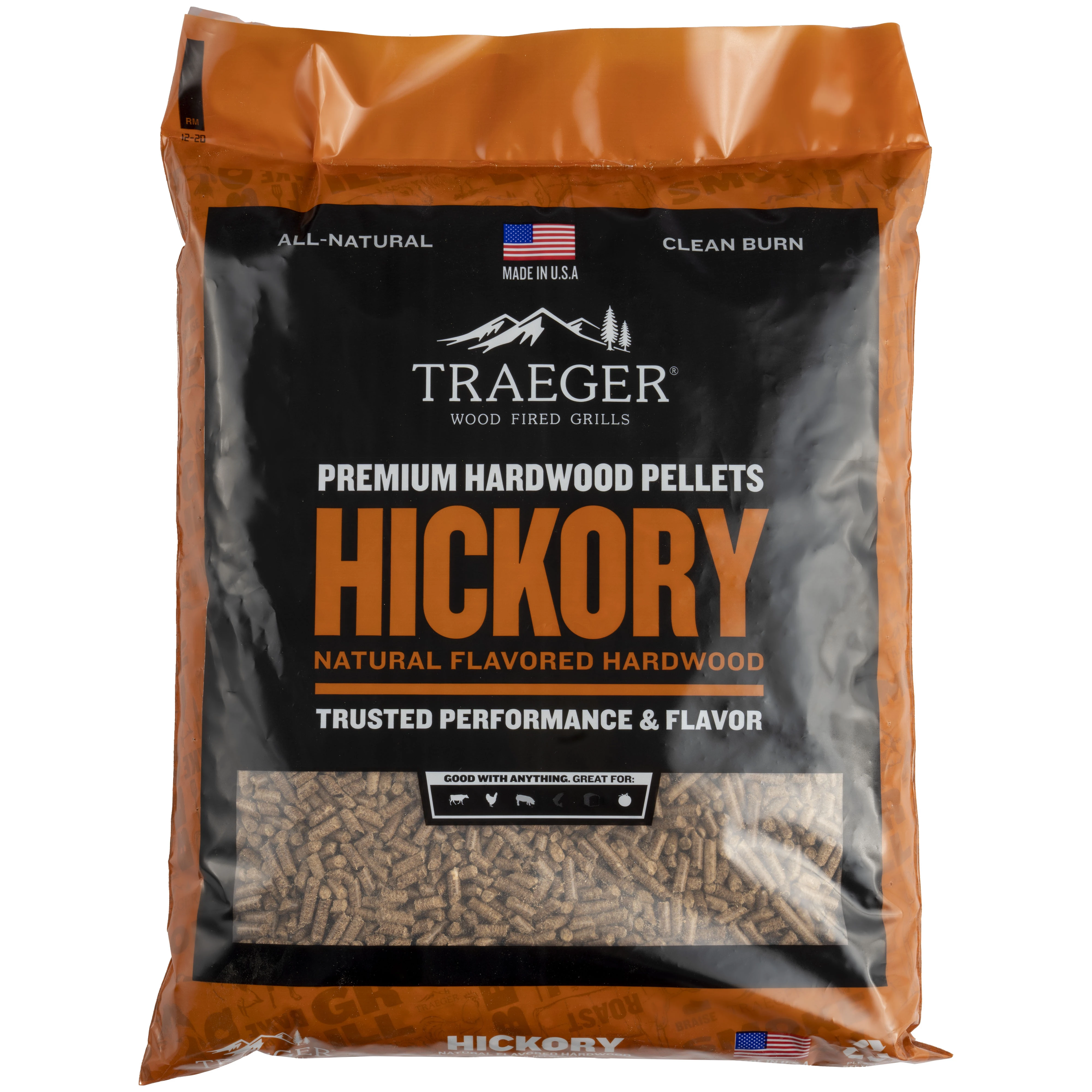 20 Lb. Premium Hickory Bbq Wood Pellets - 100% Natural Hardwood