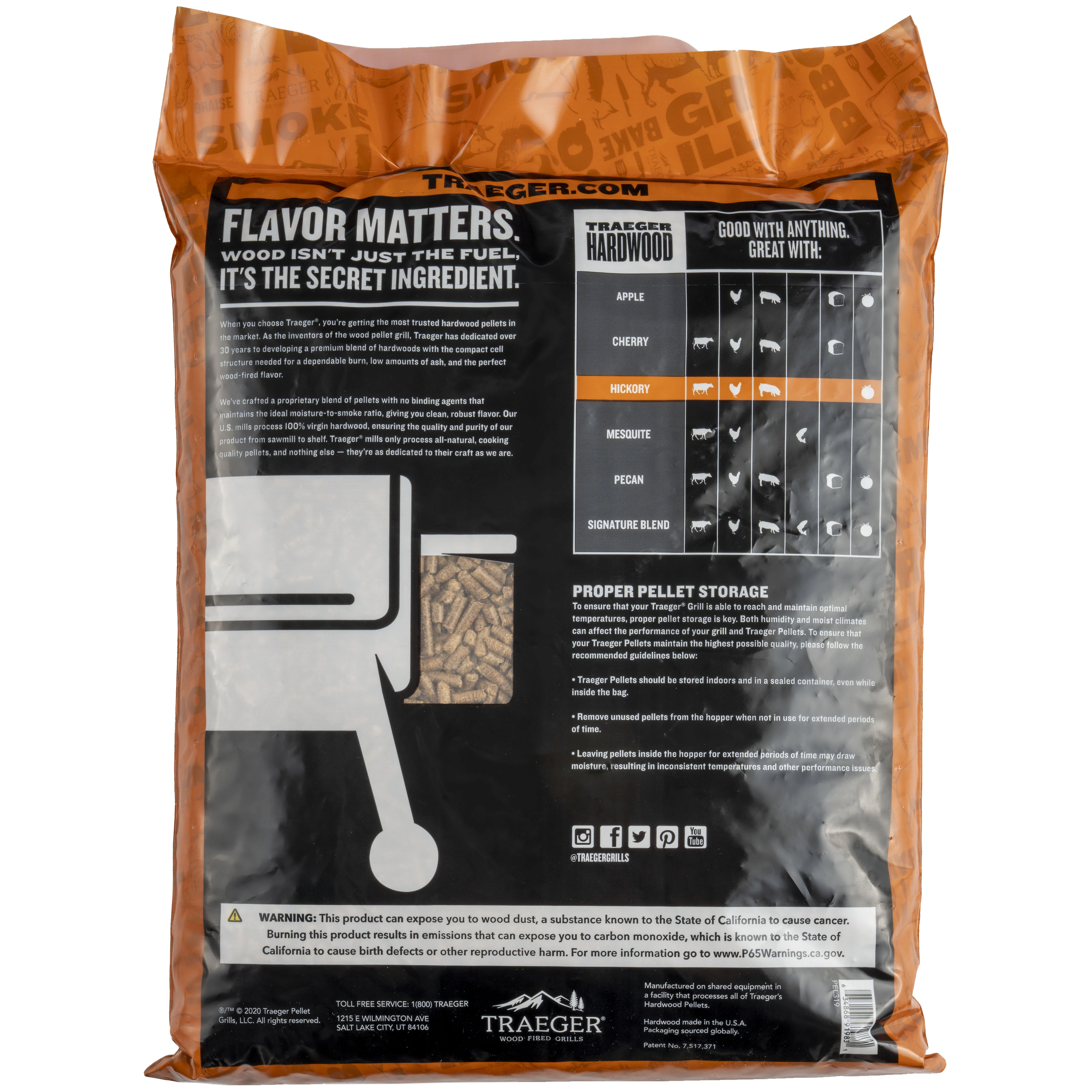 20 Lb. Premium Hickory Bbq Wood Pellets - 100% Natural Hardwood