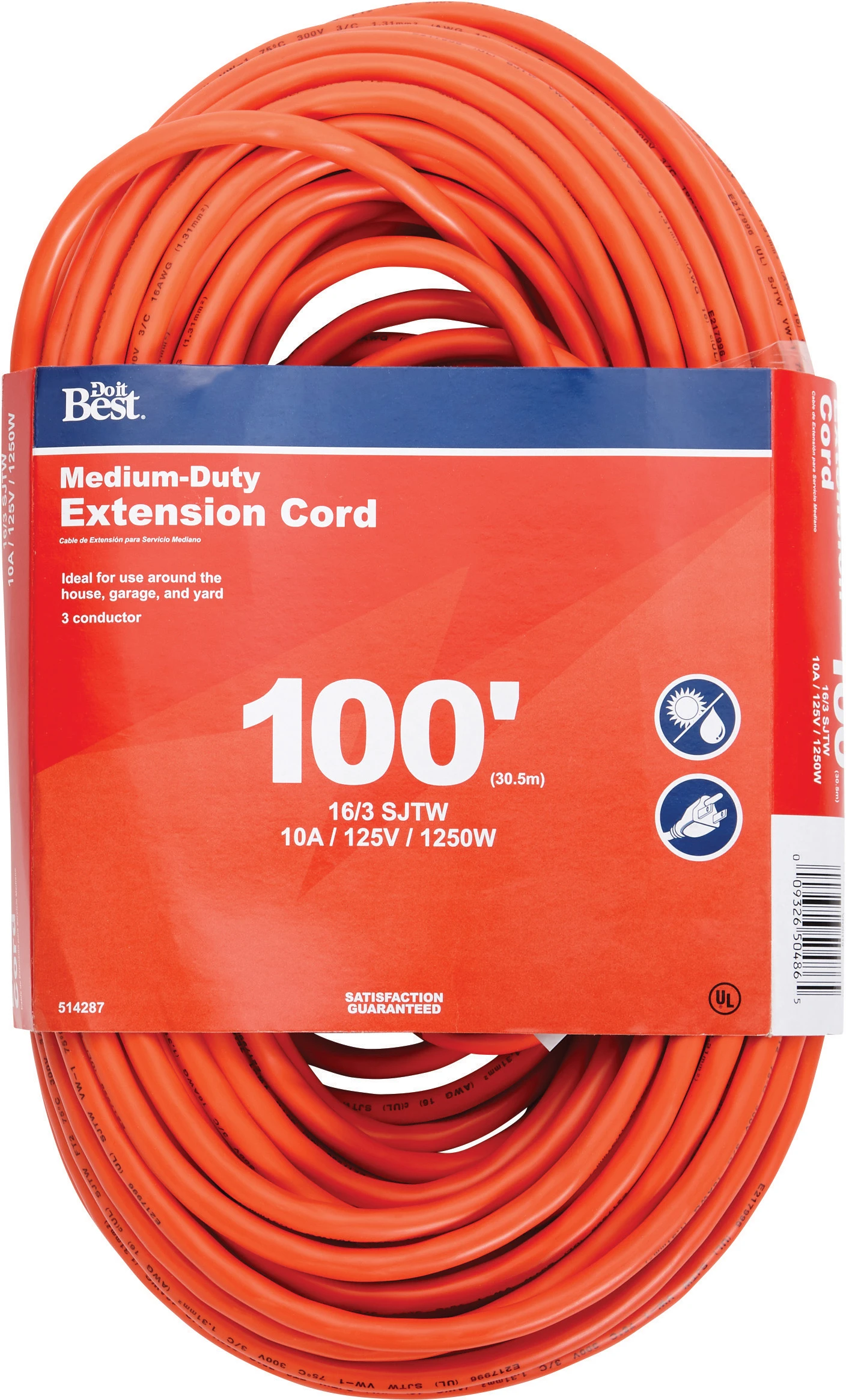 100 Ft. 16/3 Outdoor Extension Cord - Medium-duty, All-weather, Grounded