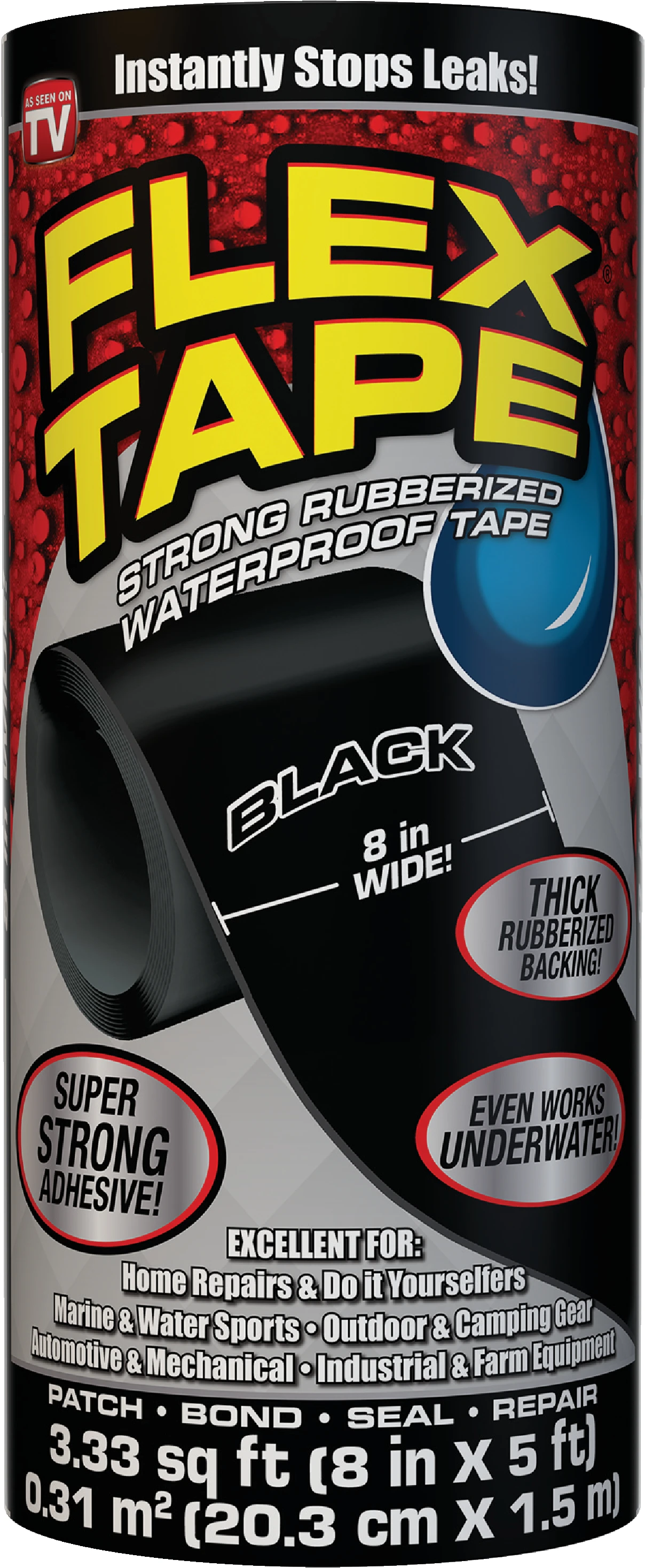 Flex Tape 8" x 5 Ft. Repair Tape, Black