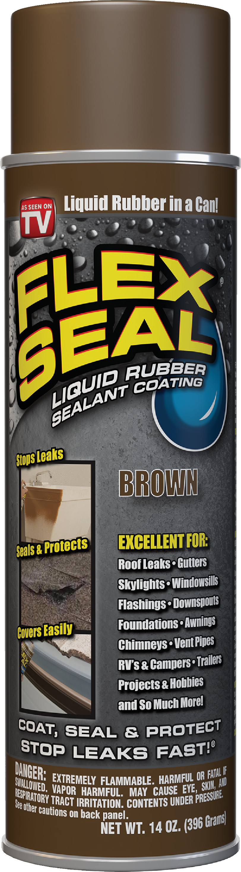 FLEX SEAL Brown Rubber Sealant Coating 14 Ounce Aerosol Spray Can