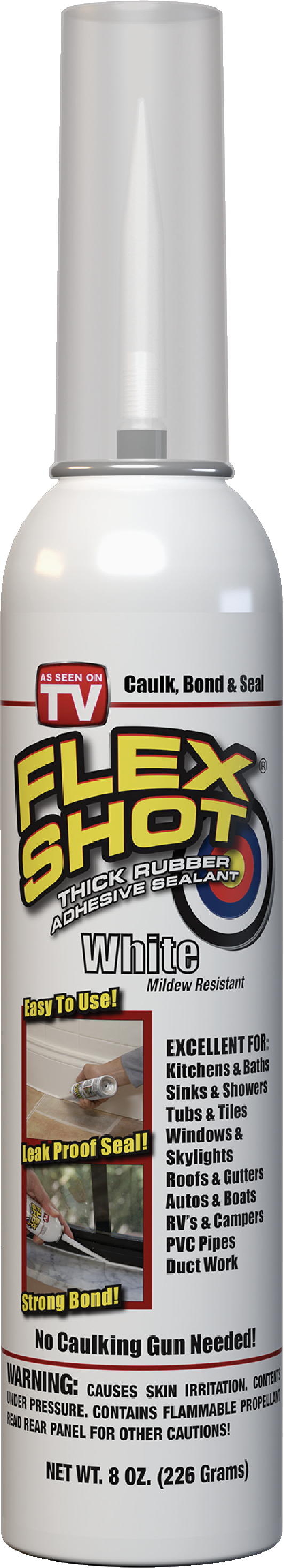 8 Oz. White Rubber Sealant - Waterproof, Paintable, No Caulking Gun Needed
