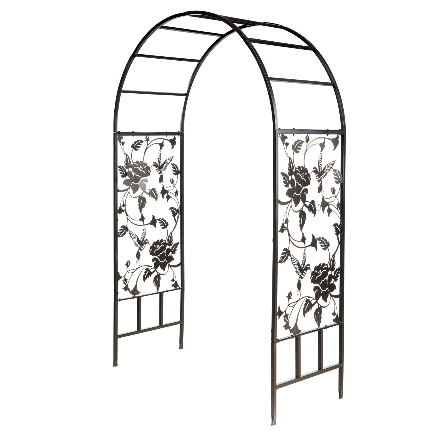 Metal Arched Hummingbird Garden Arbor