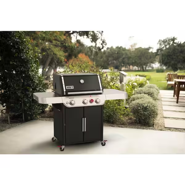Genesis E-325s Three-Burner Natural Gas Grill with Thirty-Nine Thousand BTUs and Sear Burner in Black