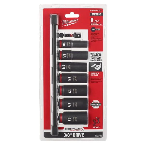 METRIC IMPACT-RATED SOCKET SET, 6 POINT