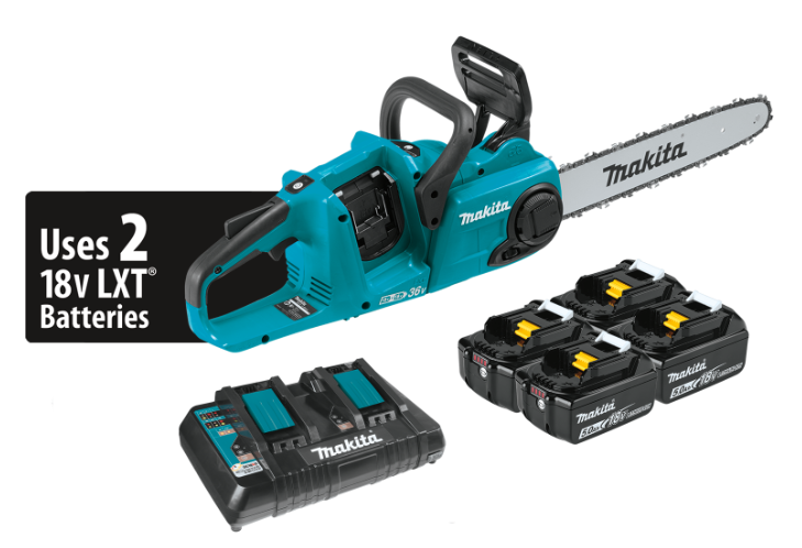 36V (18V X2) LXT® Brushless 14" Chain Saw Kit with 4 Batteries (5.0Ah)