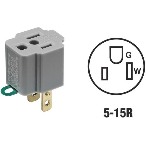 Leviton Grounding Cube Tap Outlet Adapter