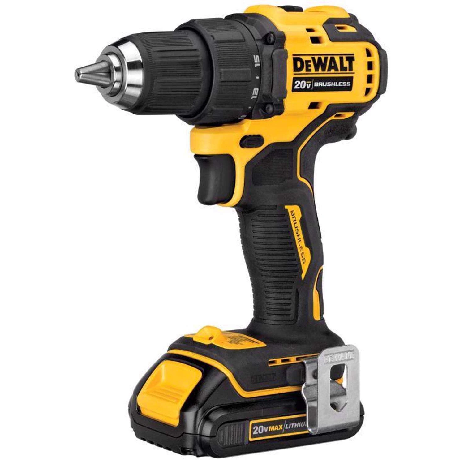 DeWalt DEWALT 20V MAX ATOMIC 20 V 1 2 in. Brushless Cordless Compact Drill Kit Battery Charger Celebration Hardware Benjamin Moore Paint