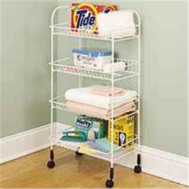34 In. 4-tier Rolling Storage Cart With Steel Handle And Casters