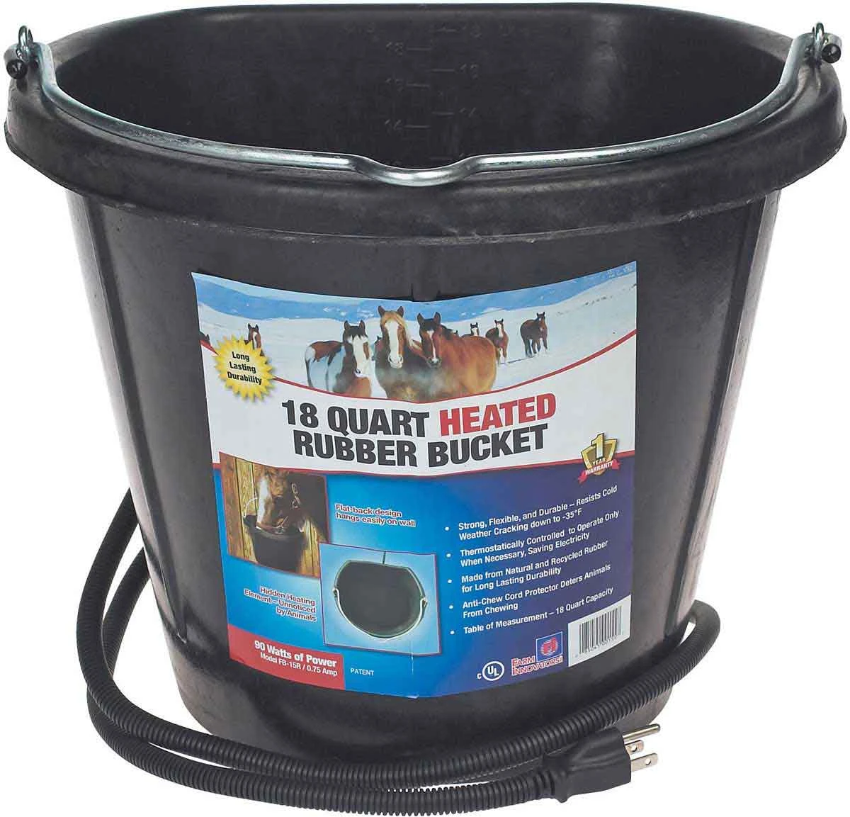 Fortex Industries Inc Flatside Bucket, Black, 18 Quart