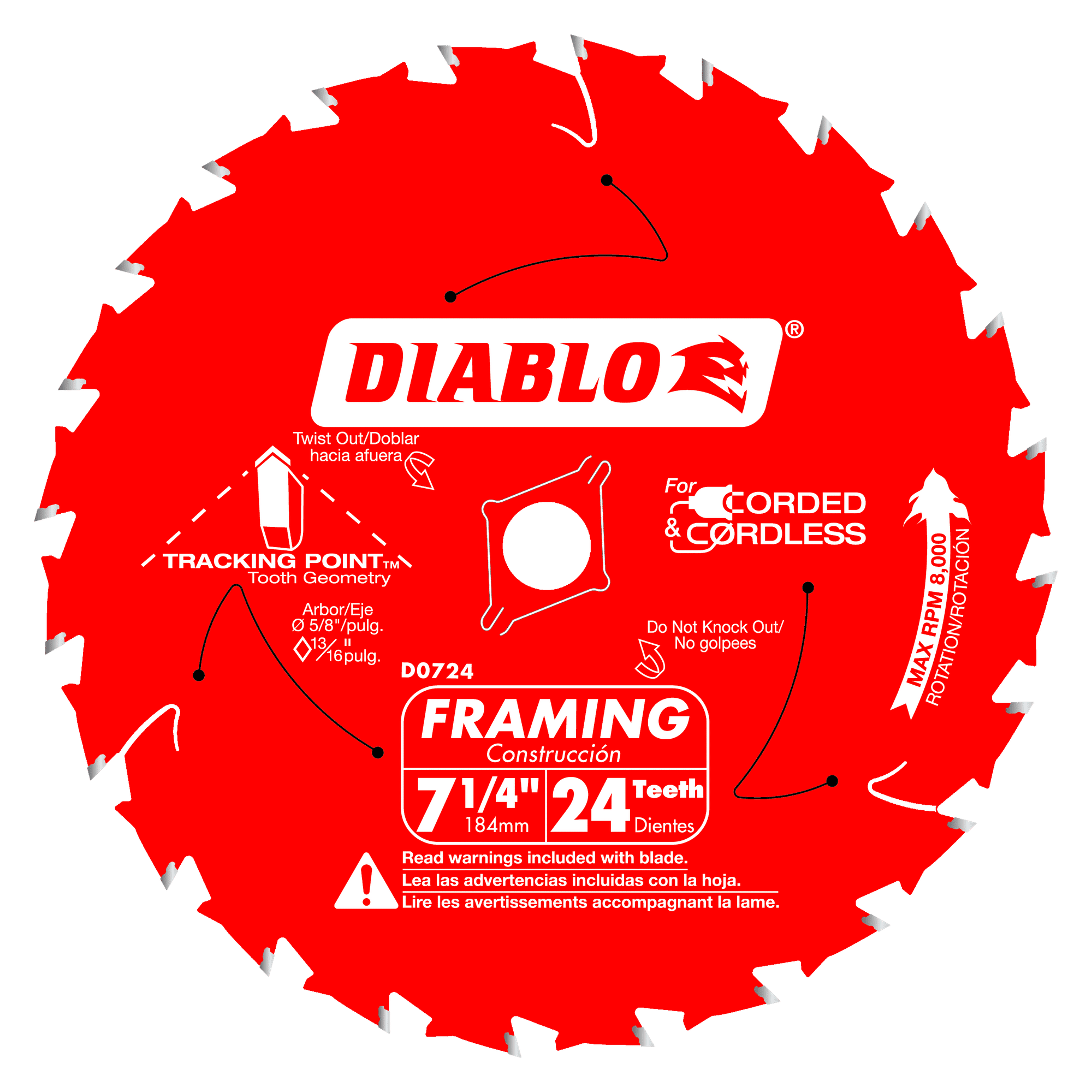 DIABLO 7-1/4" x 24-Teeth Framing Saw Blade for Wood