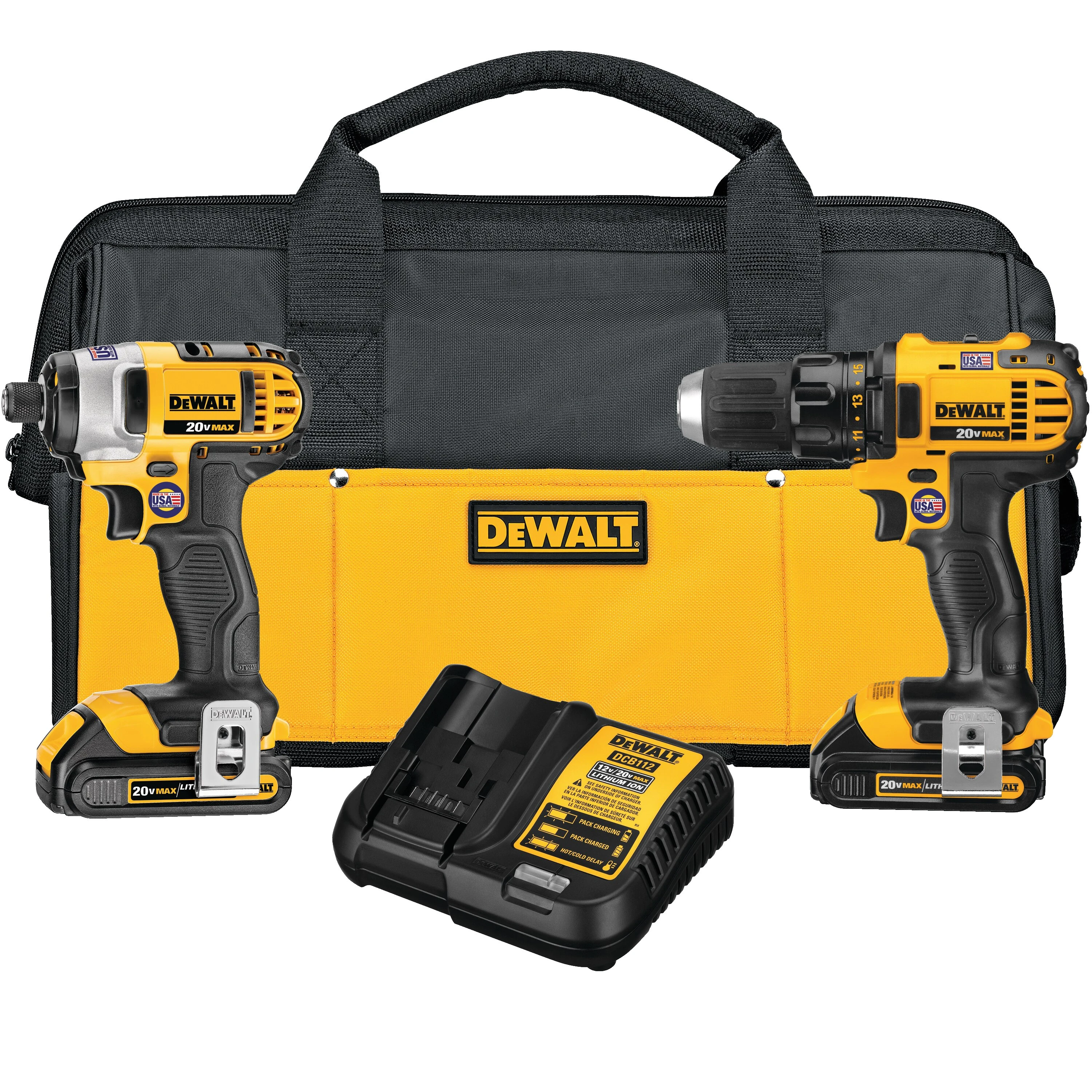 DeWalt 20V MAX* LITHIUM ION COMPACT DRILL/DRIVER / IMPACT DRIVER COMBO KIT (1.5 AH)
