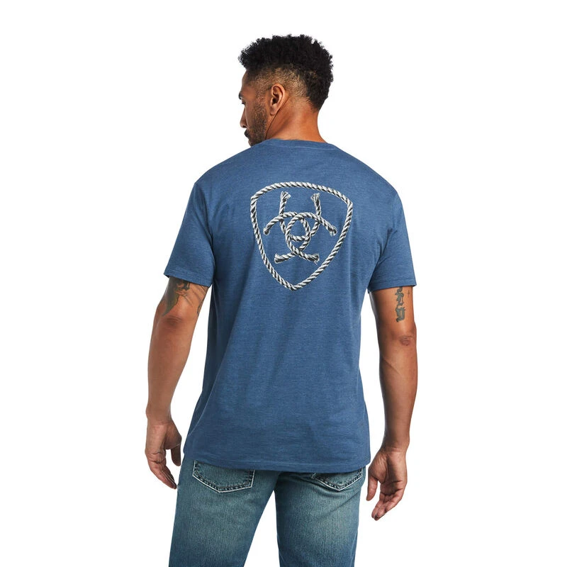 Ariat Mens Ariat Rope Shield T-Shirt, SAILOR BLUE HEATHER, XL
